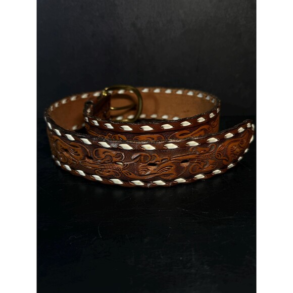 Personalized Andi Western Brown Tooled Leather Belt Southwestern Belts Size 28 main image 4